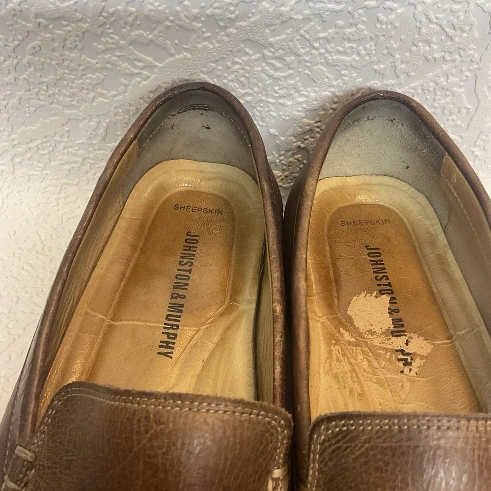 JOHNSTON MURPHY Casual Dress Shoes Cognac‎ Brown Leather Driver Loafer Size 10M